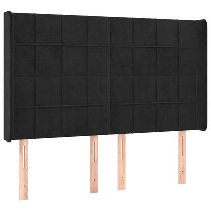 Testiera ad Orecchio Nera 147x16x118/128 cm in Velluto