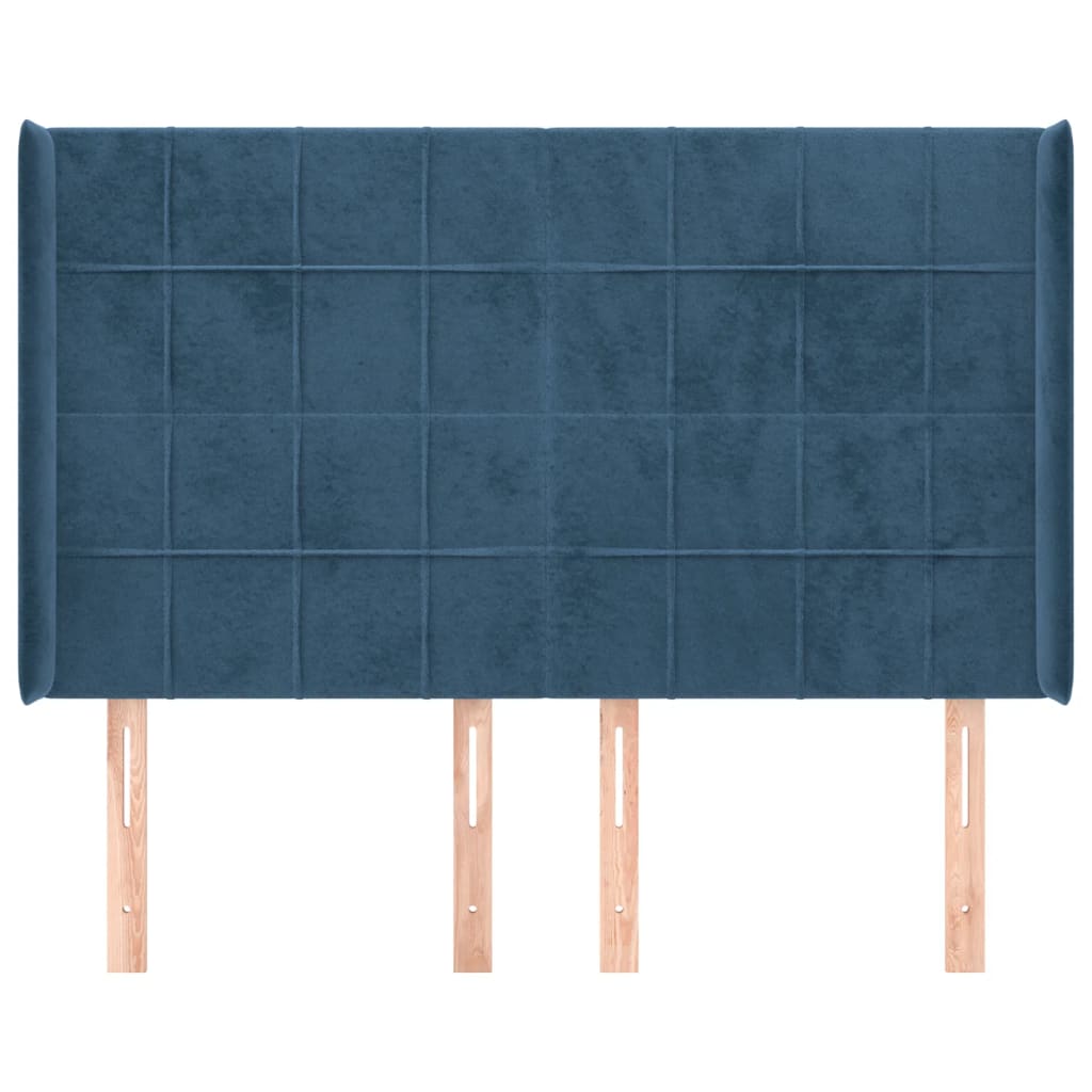 Testiera ad Orecchio Blu Scuro 147x16x118/128 cm in Velluto