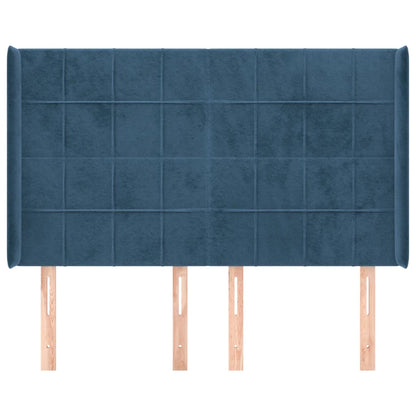 Testiera ad Orecchio Blu Scuro 147x16x118/128 cm in Velluto