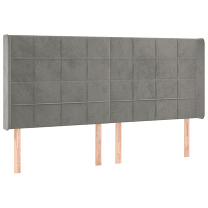 Testiera ad Orecchio Grigio Chiaro 163x16x118/128 cm in Velluto