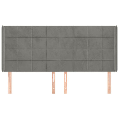 Testiera ad Orecchio Grigio Chiaro 163x16x118/128 cm in Velluto