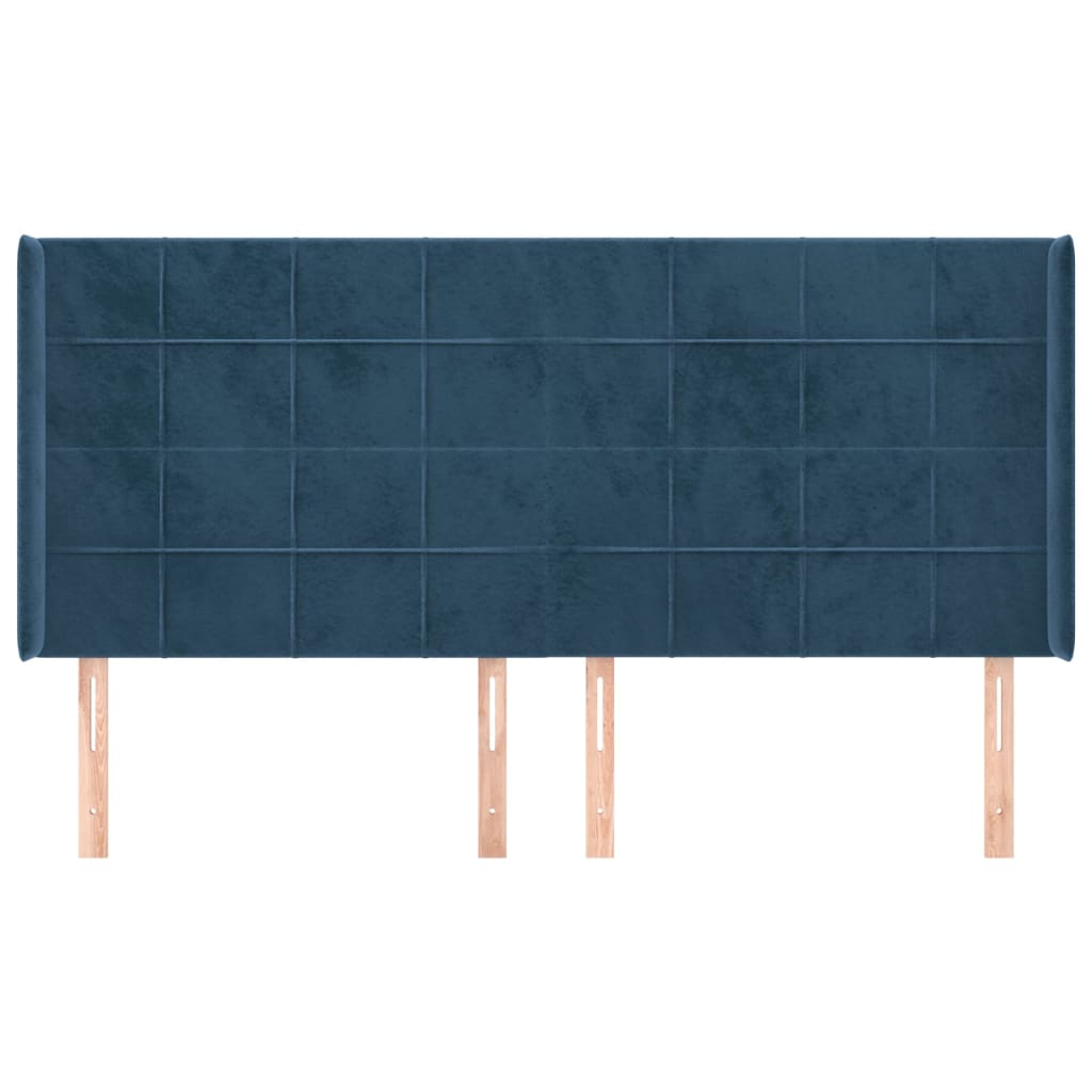 Testiera ad Orecchio Blu Scuro 163x16x118/128 cm in Velluto