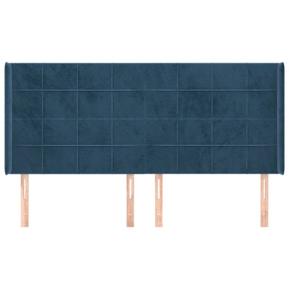 Testiera ad Orecchio Blu Scuro 163x16x118/128 cm in Velluto