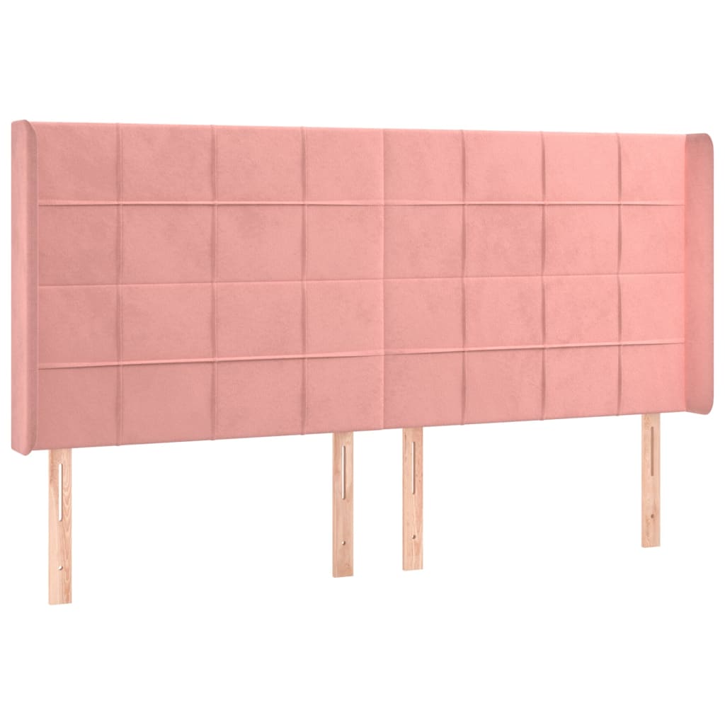 Testiera ad Orecchio Rosa 163x16x118/128 cm in Velluto