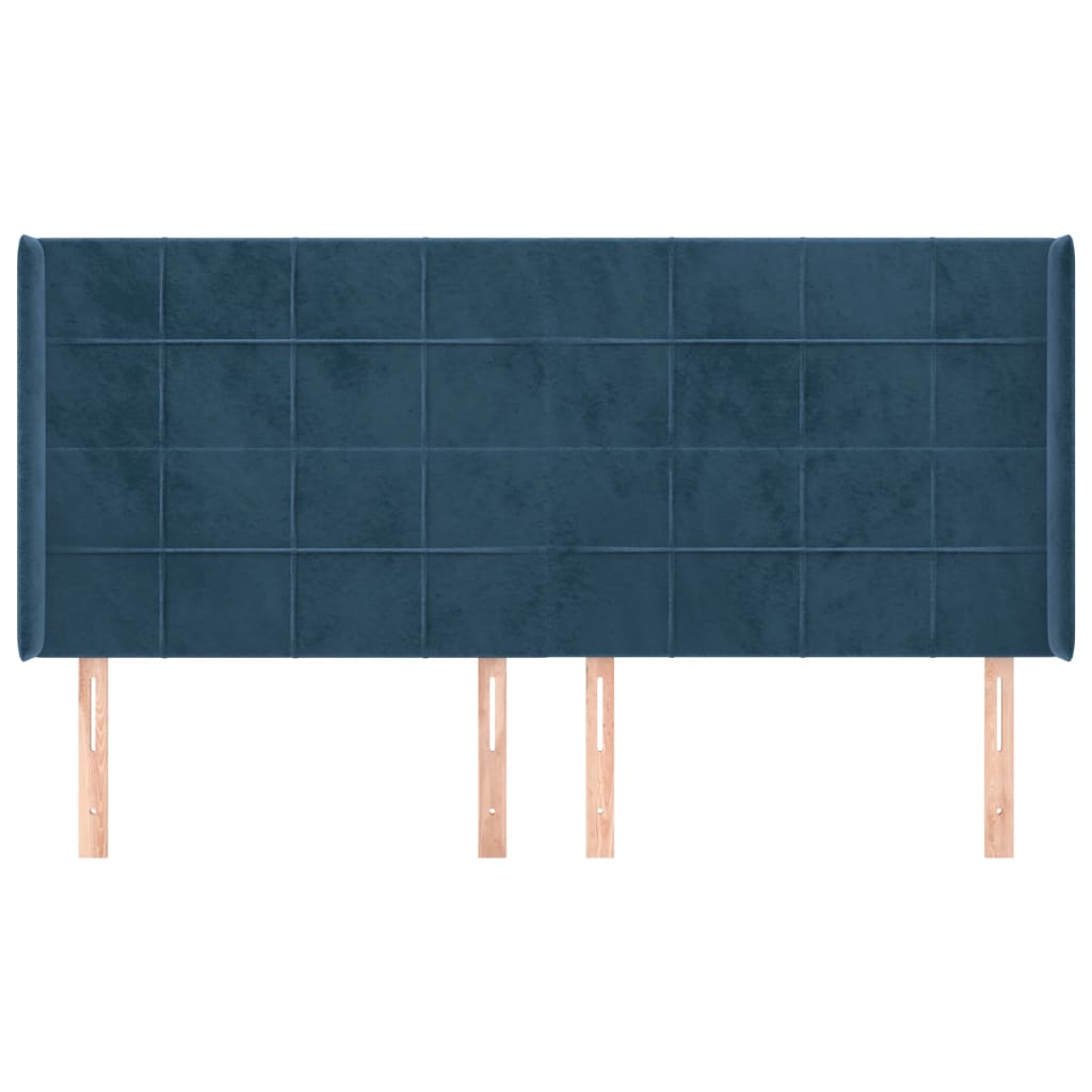 Testiera ad Orecchio Blu Scuro 183x16x118/128 cm in Velluto