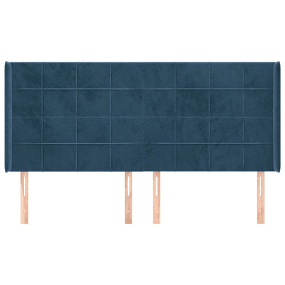 Testiera ad Orecchio Blu Scuro 183x16x118/128 cm in Velluto