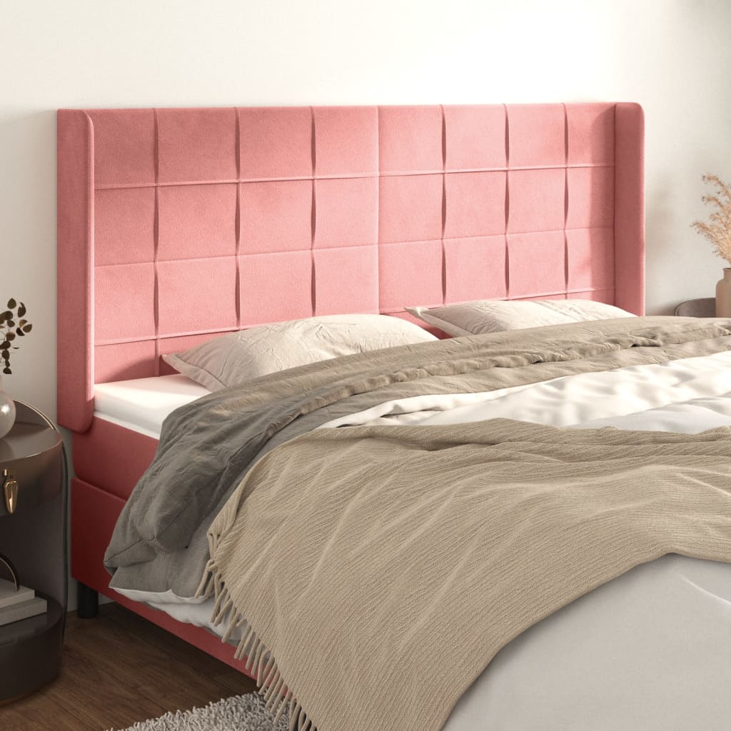 Testiera ad Orecchio Rosa 183x16x118/128 cm in Velluto