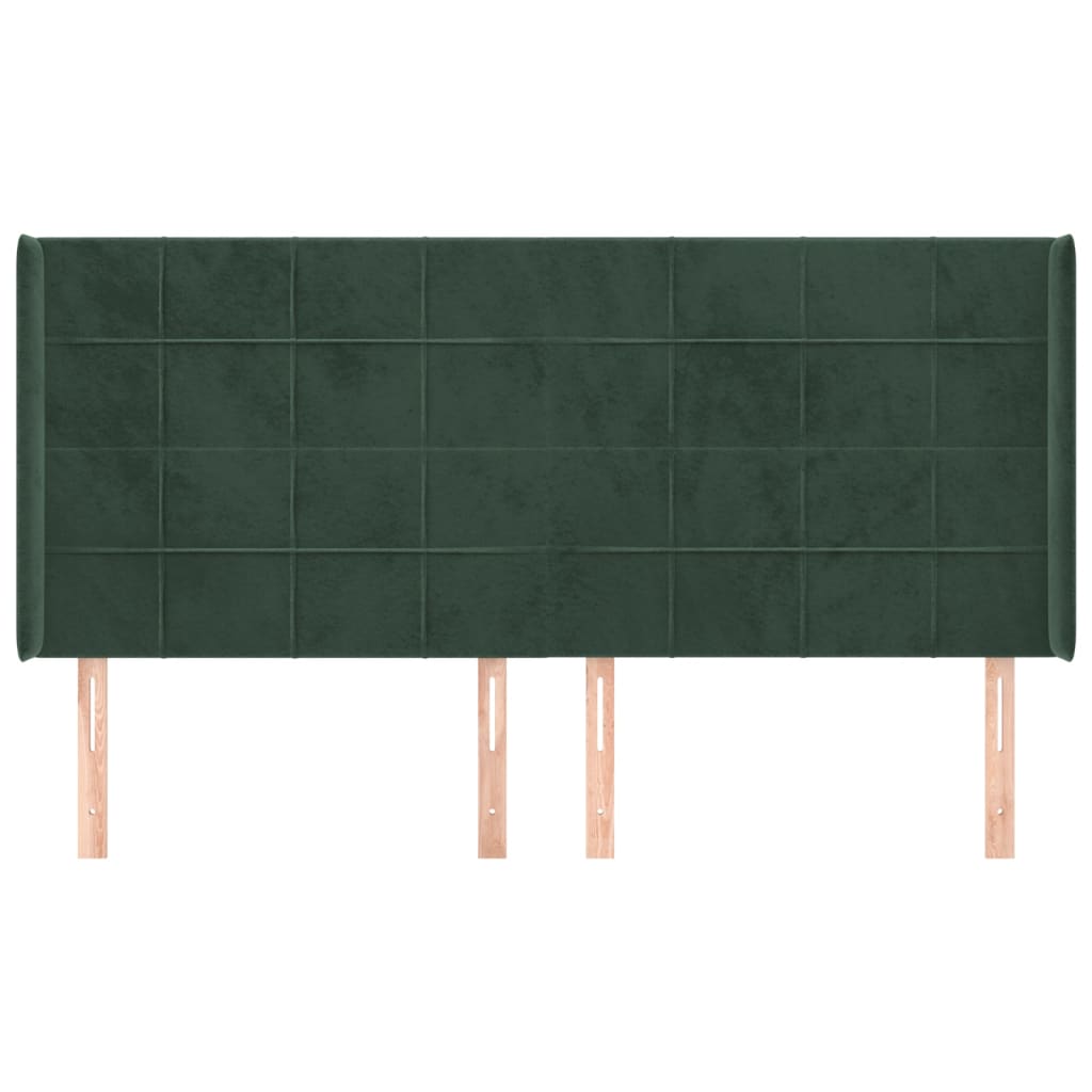 Testiera ad Orecchio Verde Scuro 203x16x118/128 cm in Velluto