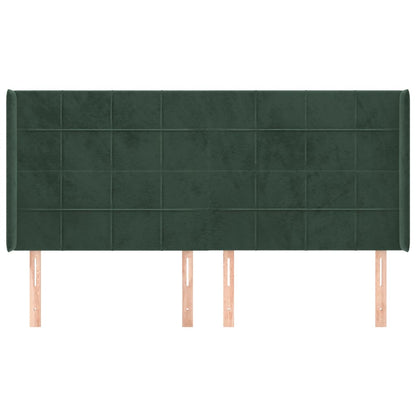Testiera ad Orecchio Verde Scuro 203x16x118/128 cm in Velluto