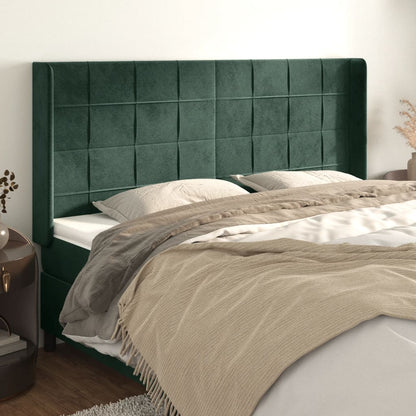 Testiera ad Orecchio Verde Scuro 203x16x118/128 cm in Velluto