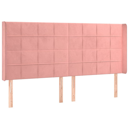 Testiera ad Orecchio Rosa 203x16x118/128 cm in Velluto