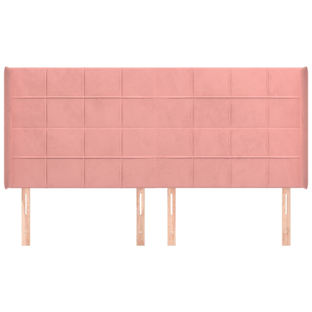 Testiera ad Orecchio Rosa 203x16x118/128 cm in Velluto