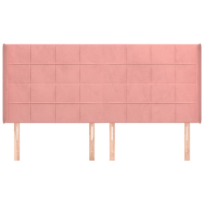 Testiera ad Orecchio Rosa 203x16x118/128 cm in Velluto