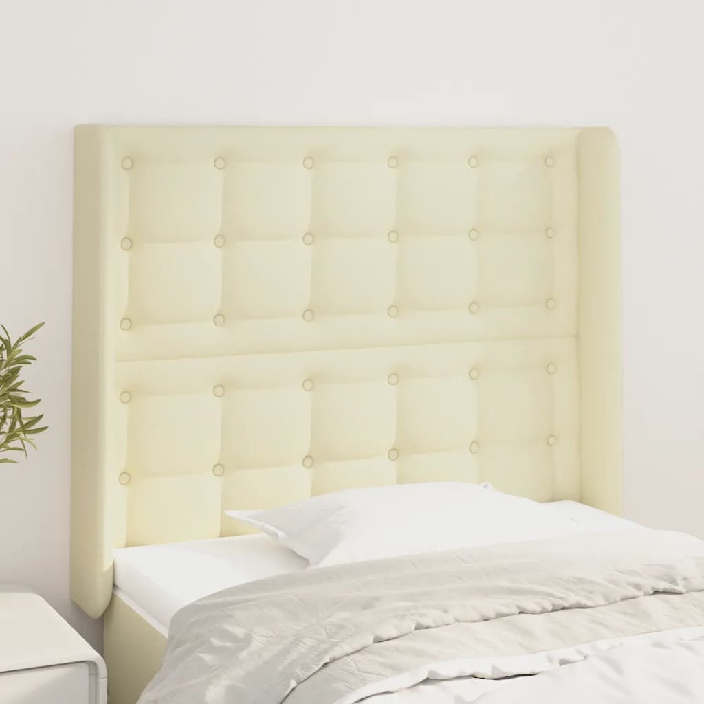 Testiera ad Orecchio Crema 93x16x118/128 cm in Similpelle