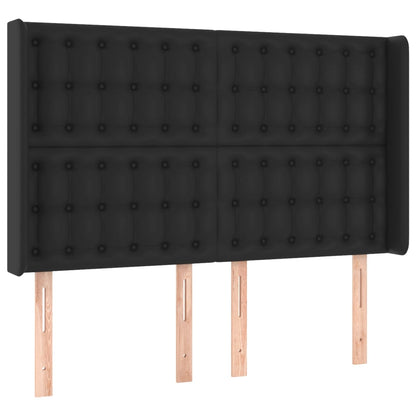 Testiera ad Orecchio Nera 147x16x118/128 cm in Similpelle