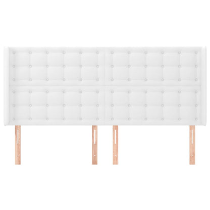 Testiera ad Orecchio Bianco 163x16x118/128 cm in Similpelle