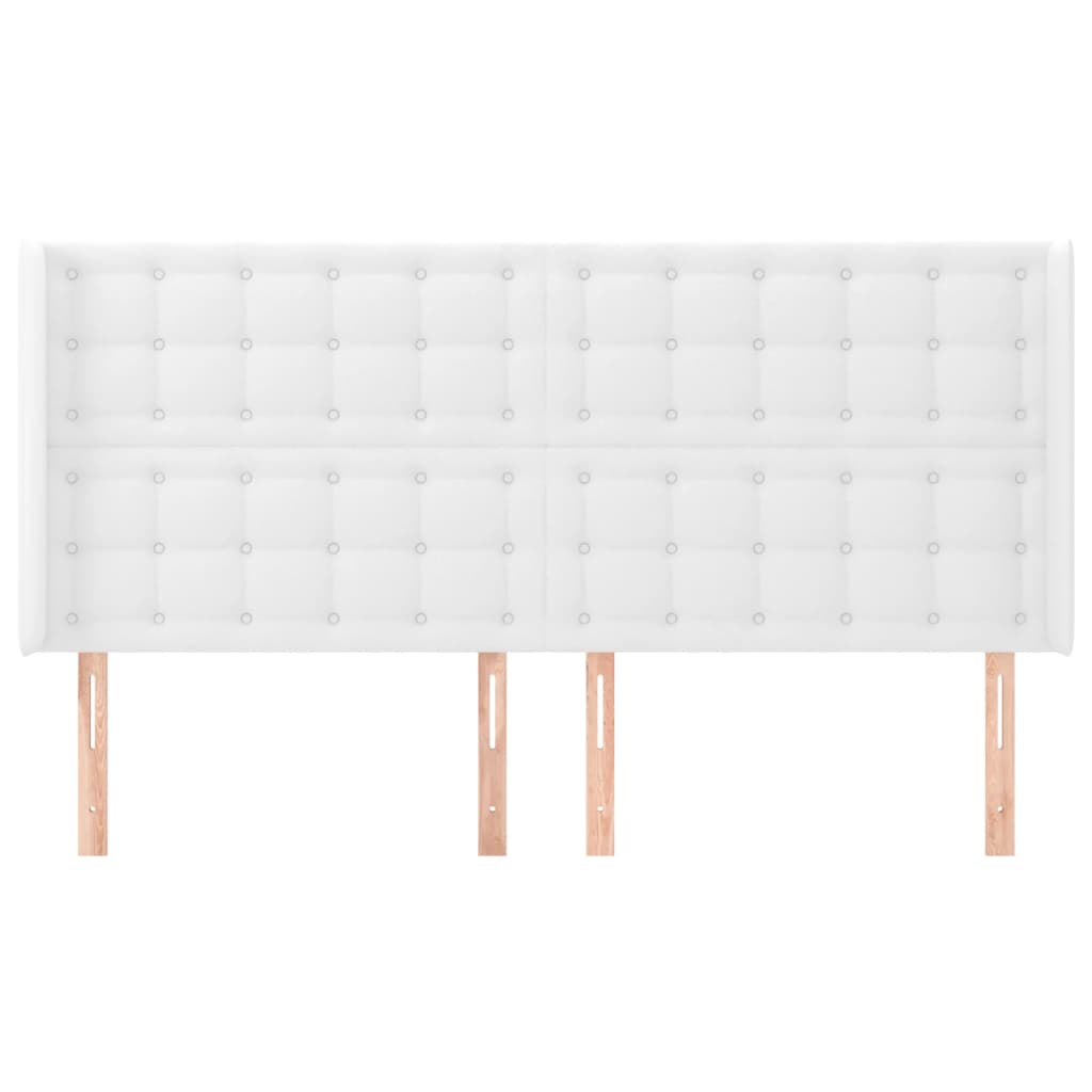 Testiera ad Orecchio Bianco 183x16x118/128 cm in Similpelle