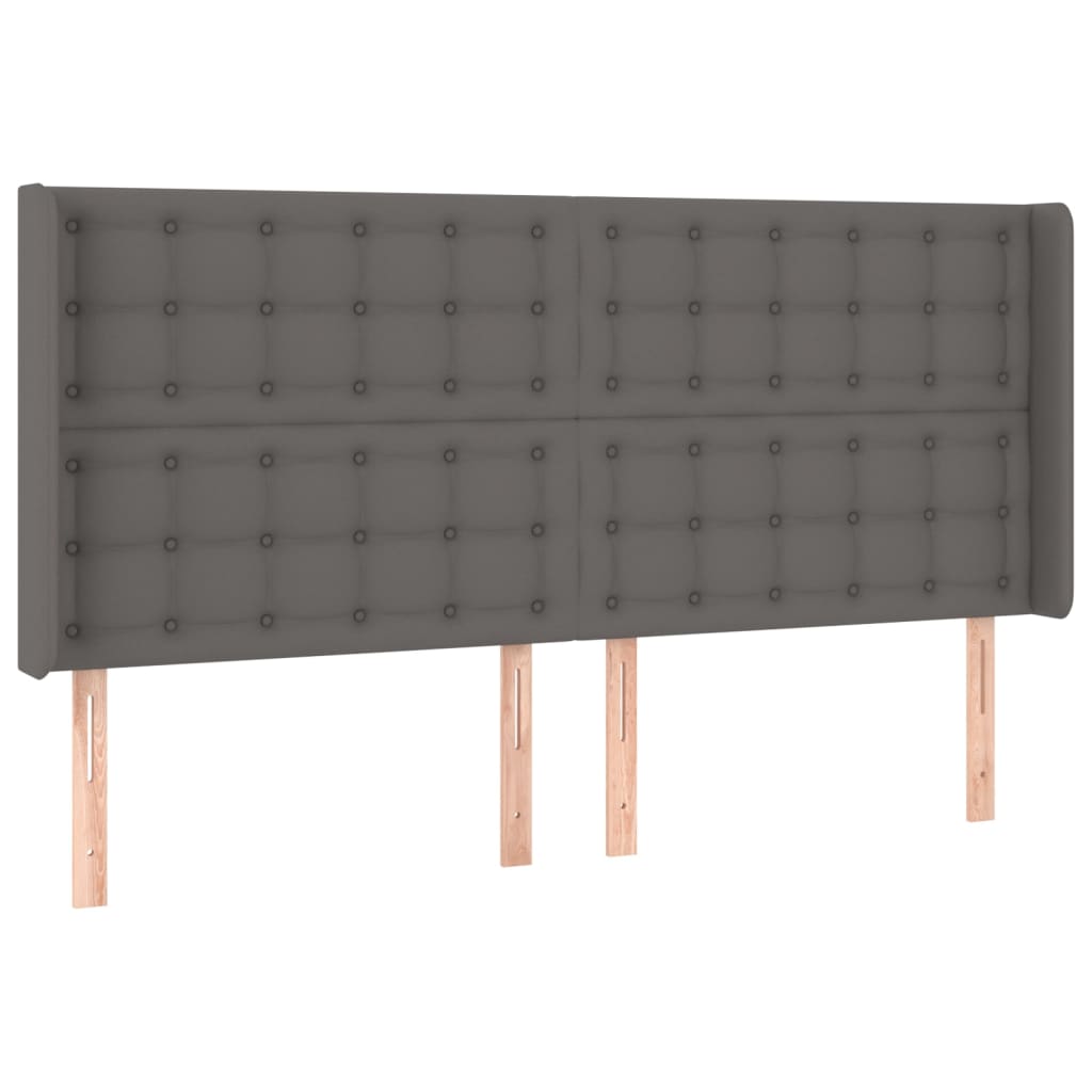 Testiera ad Orecchio Grigio 183x16x118/128 cm in Similpelle