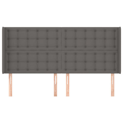 Testiera ad Orecchio Grigio 183x16x118/128 cm in Similpelle