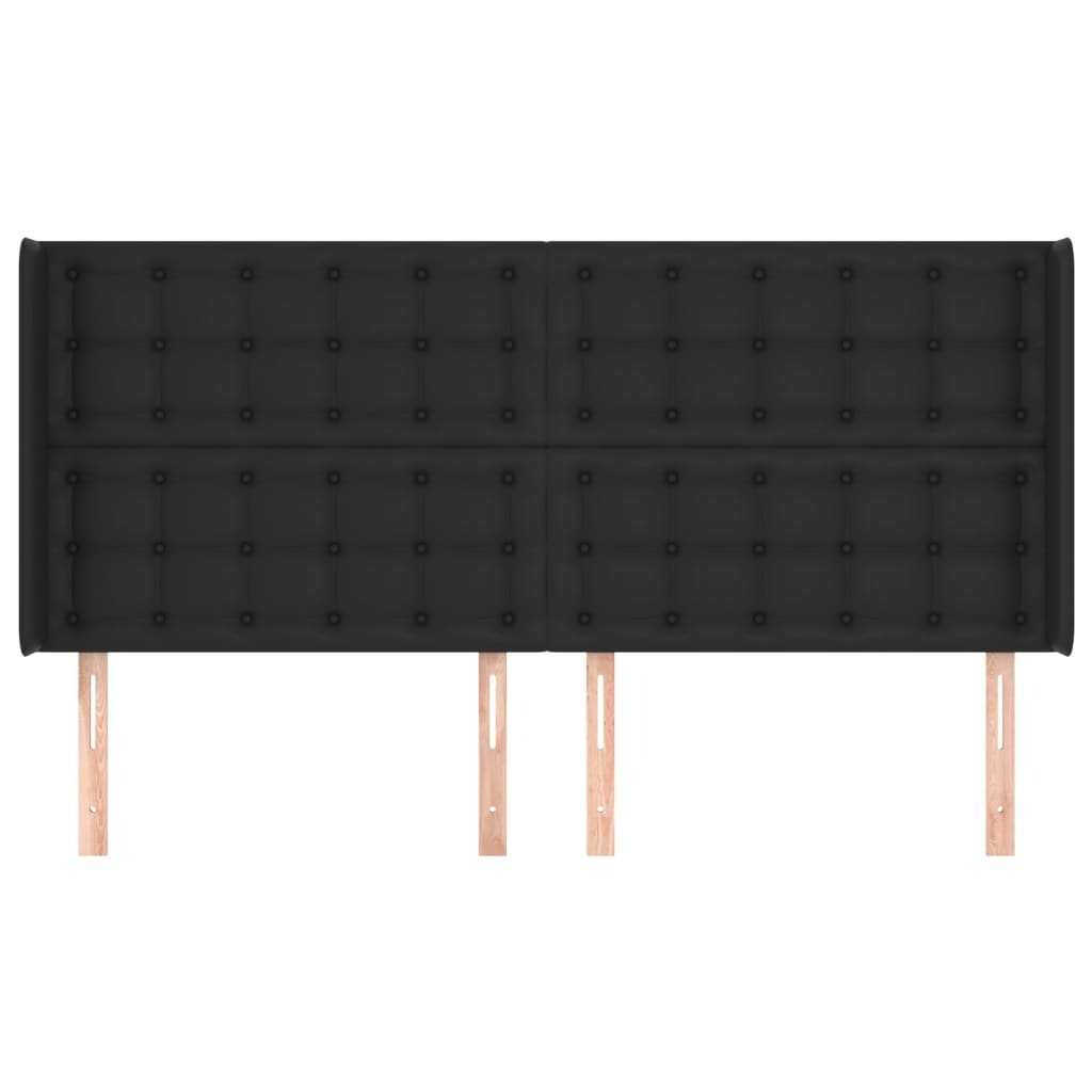 Testiera ad Orecchio Nera 203x16x118/128 cm in Similpelle