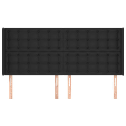 Testiera ad Orecchio Nera 203x16x118/128 cm in Similpelle
