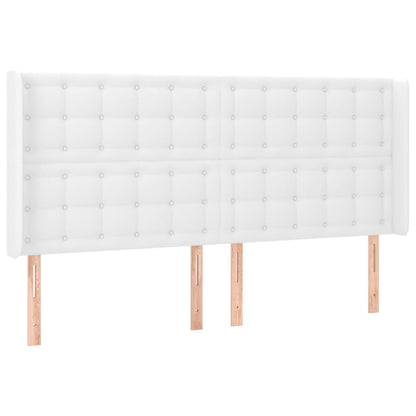 Testiera ad Orecchio Bianco 203x16x118/128 cm in Similpelle