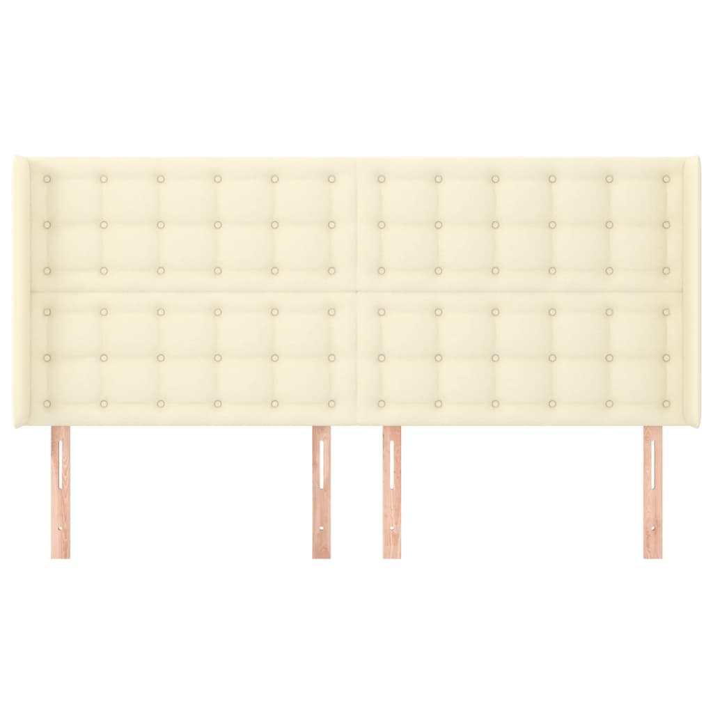 Testiera ad Orecchio Crema 203x16x118/128 cm in Similpelle