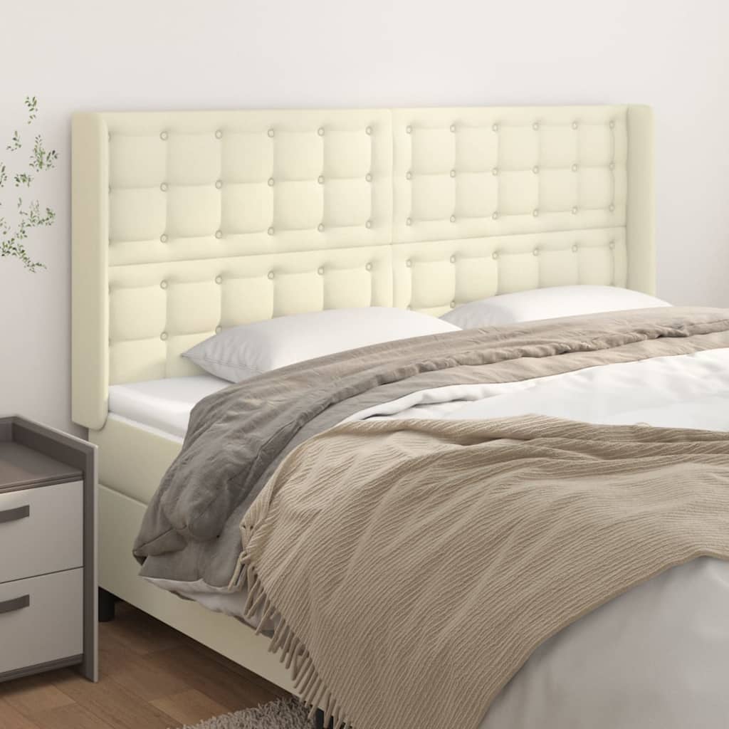 Testiera ad Orecchio Crema 203x16x118/128 cm in Similpelle