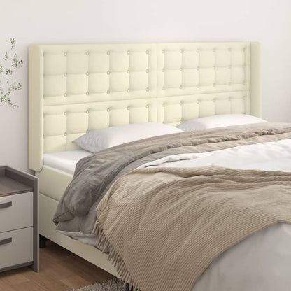 Testiera ad Orecchio Crema 203x16x118/128 cm in Similpelle