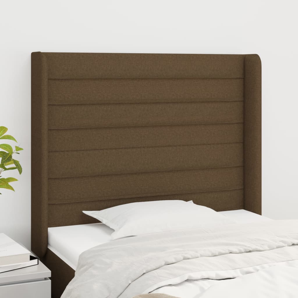 Testiera ad Orecchio Marrone Scuro 83x16x118/128 cm in Tessuto