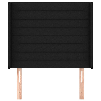 Testiera ad Orecchio Nera 93x16x118/128 cm in Tessuto