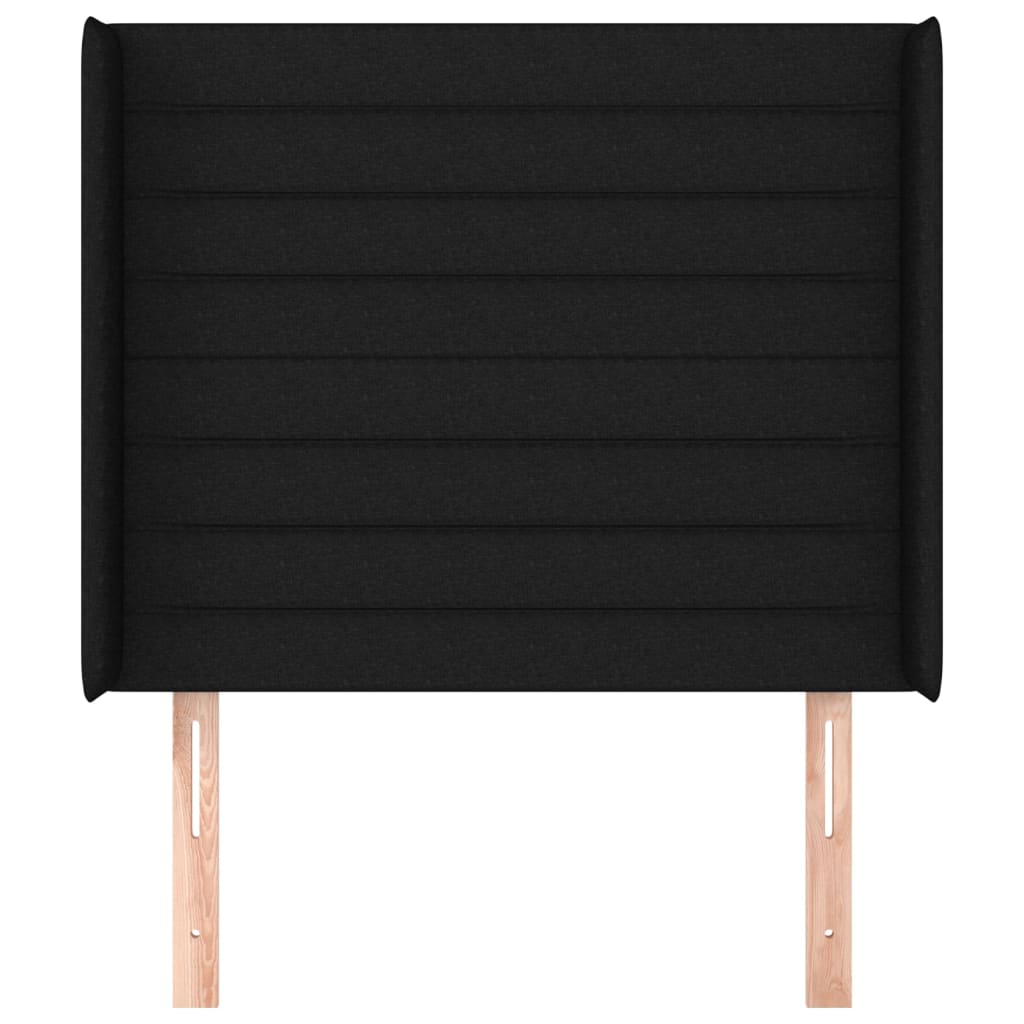 Testiera ad Orecchio Nera 93x16x118/128 cm in Tessuto