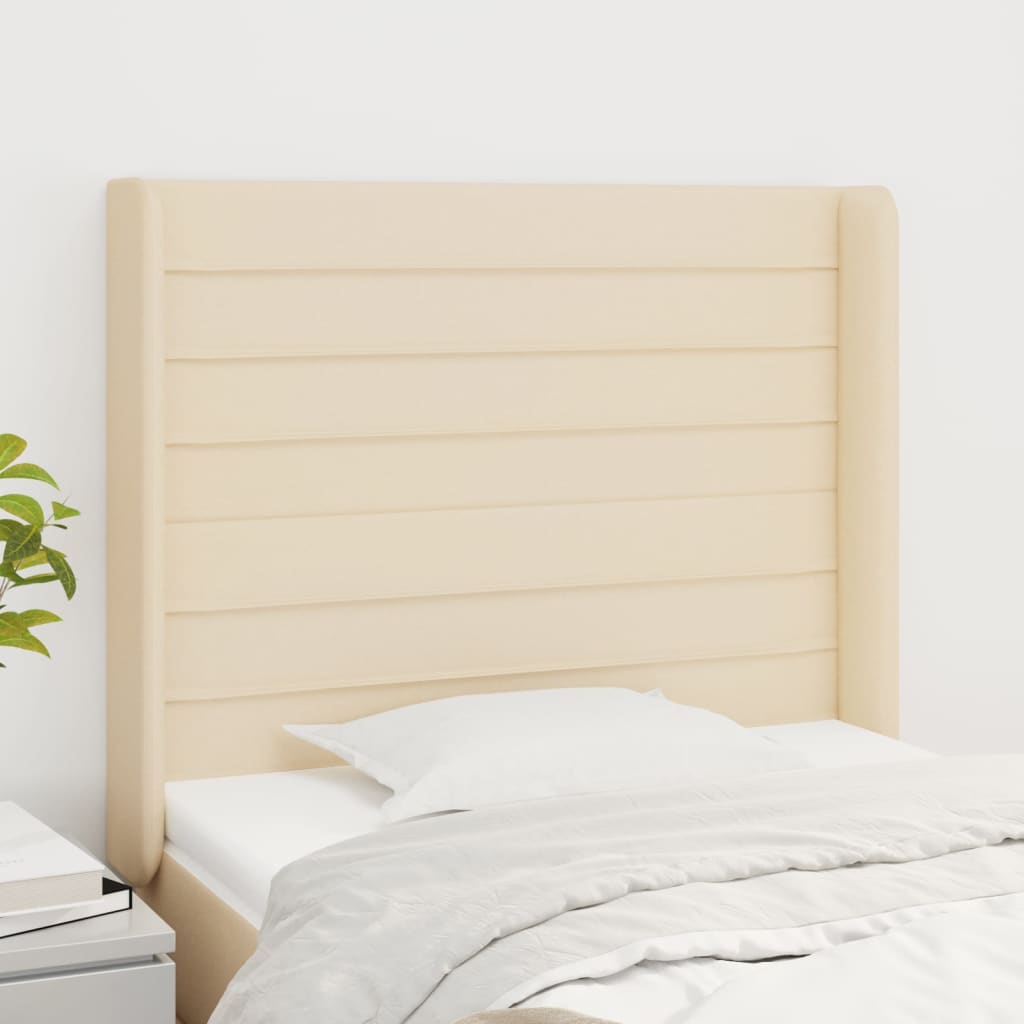 Testiera ad Orecchio Crema 103x16x118/128 cm in Tessuto