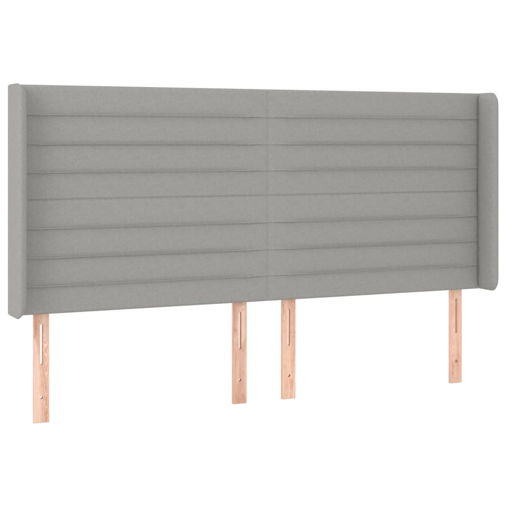Testiera ad Orecchio Grigio Chiaro 183x16x118/128 cm in Tessuto