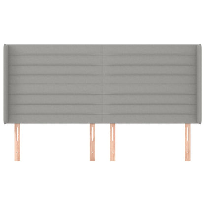 Testiera ad Orecchio Grigio Chiaro 183x16x118/128 cm in Tessuto