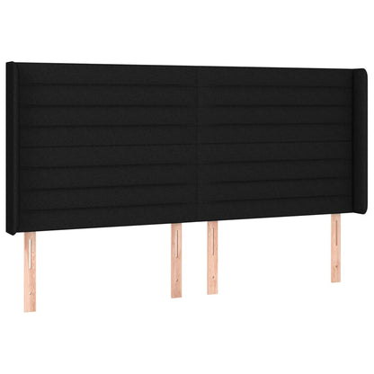 Testiera ad Orecchio Nera 183x16x118/128 cm in Tessuto