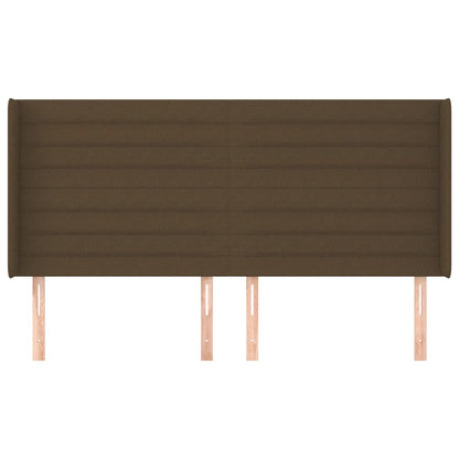 Testiera ad Orecchio Marrone Scuro 183x16x118/128 cm in Tessuto