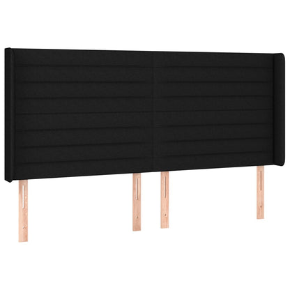 Testiera ad Orecchio Nera 203x16x118/128 cm in Tessuto
