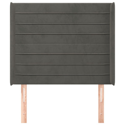 Testiera ad Orecchio Grigio Scuro 83x16x118/128 cm in Velluto