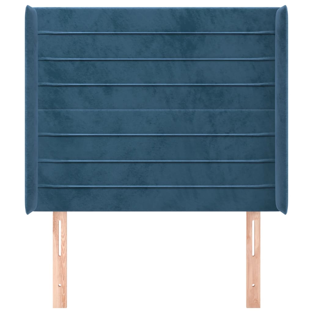 Testiera ad Orecchio Blu Scuro 83x16x118/128 cm in Velluto