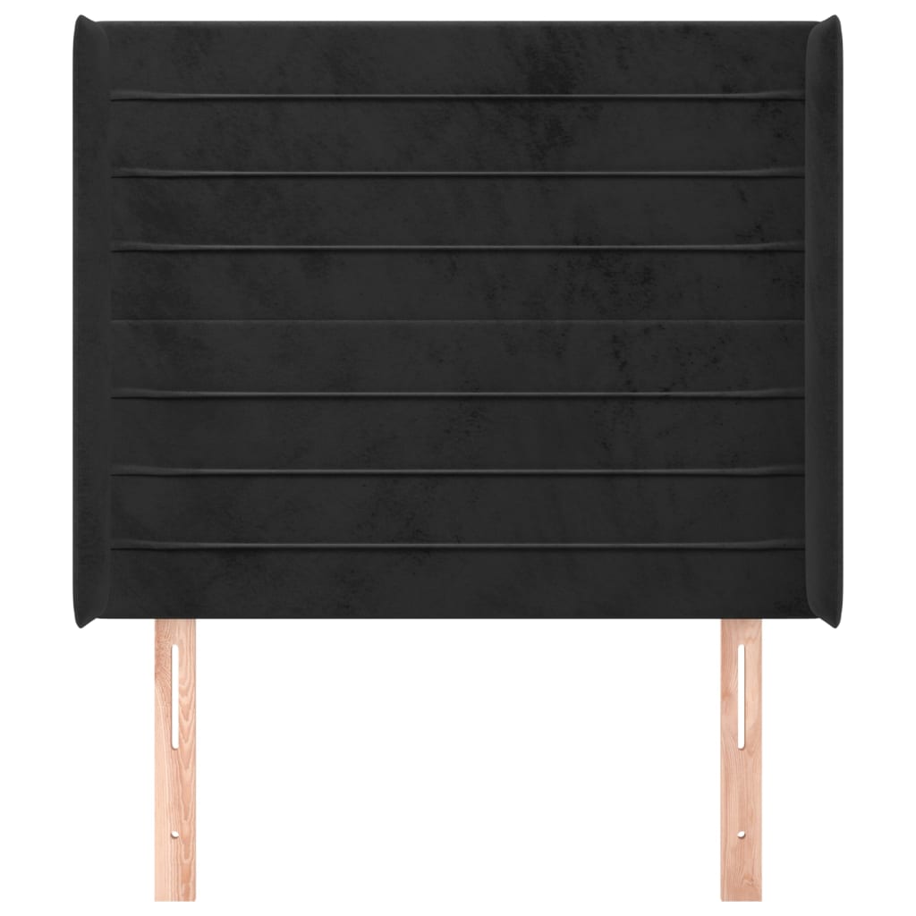 Testiera ad Orecchio Nera 93x16x118/128 cm in Velluto