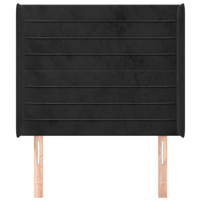 Testiera ad Orecchio Nera 93x16x118/128 cm in Velluto