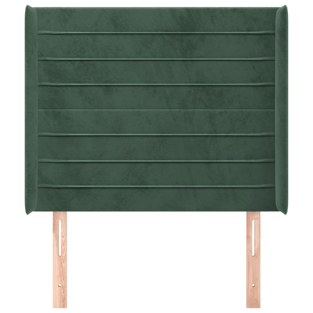 Testiera ad Orecchio Verde Scuro 93x16x118/128 cm in Velluto