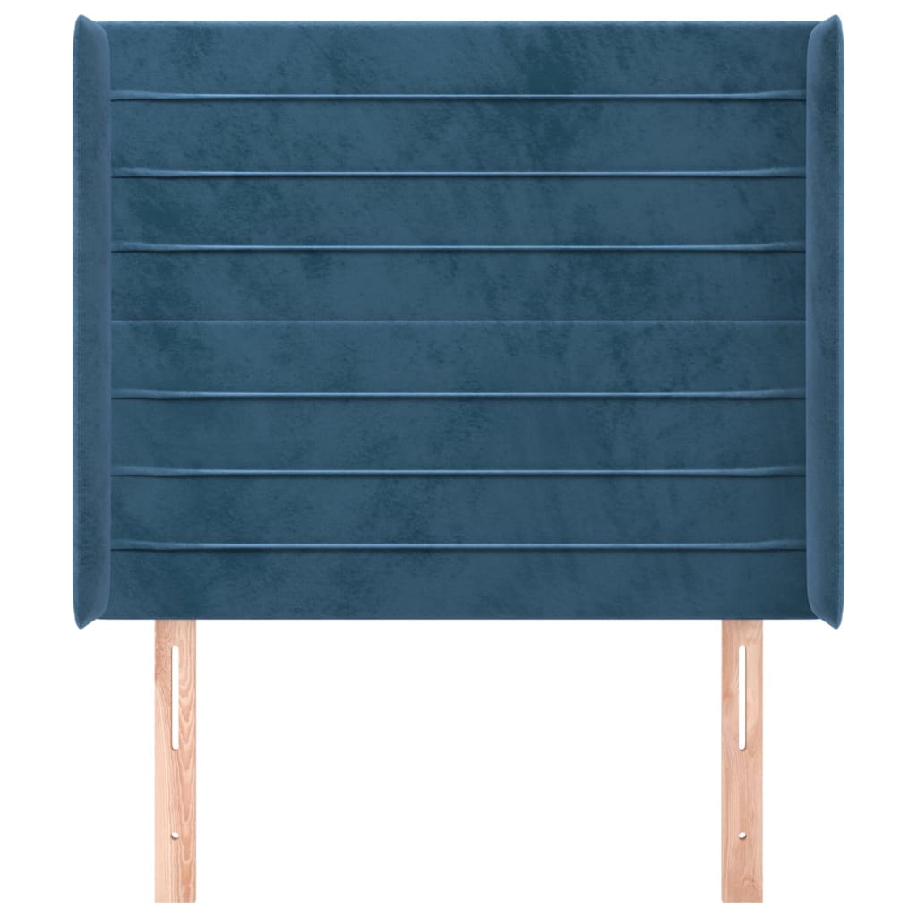Testiera ad Orecchio Blu Scuro 93x16x118/128 cm in Velluto