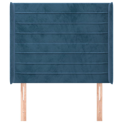 Testiera ad Orecchio Blu Scuro 93x16x118/128 cm in Velluto