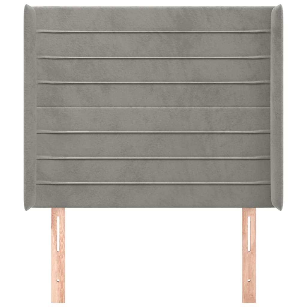 Testiera ad Orecchio Grigio Chiaro 103x16x118/128 cm in Velluto