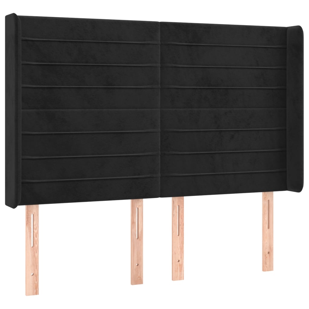Testiera ad Orecchio Nera 147x16x118/128 cm in Velluto