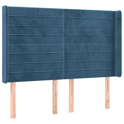 Testiera ad Orecchio Blu Scuro 147x16x118/128 cm in Velluto