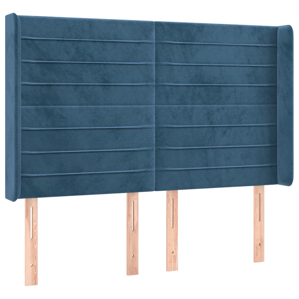 Testiera ad Orecchio Blu Scuro 147x16x118/128 cm in Velluto