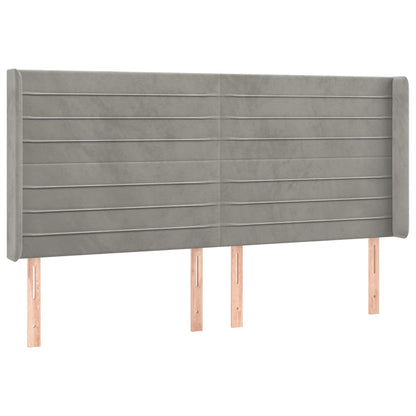 Testiera ad Orecchio Grigio Chiaro 163x16x118/128 cm in Velluto